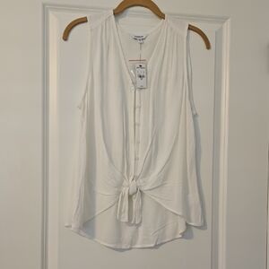 Express Ivory Sleeveless Blouse with Front Tie. Size XS NWT